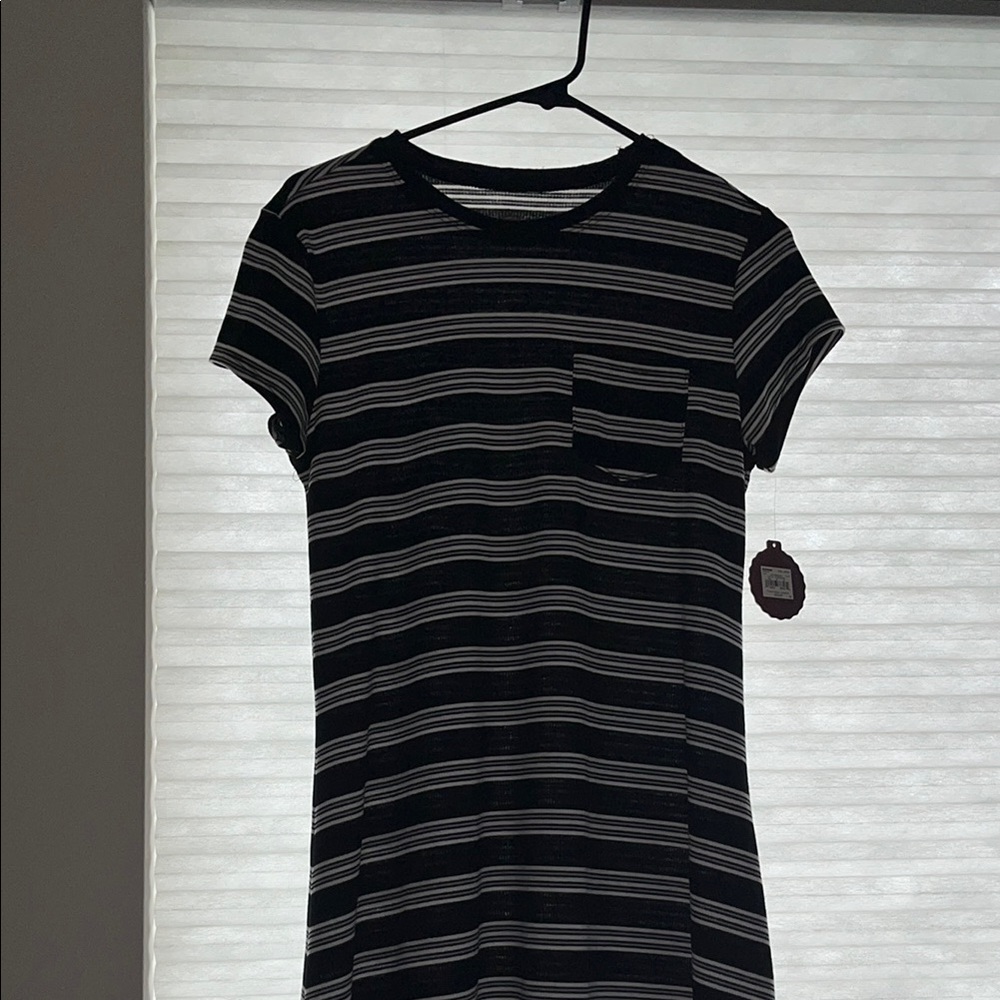 SO Black and White Striped Midi Dress
